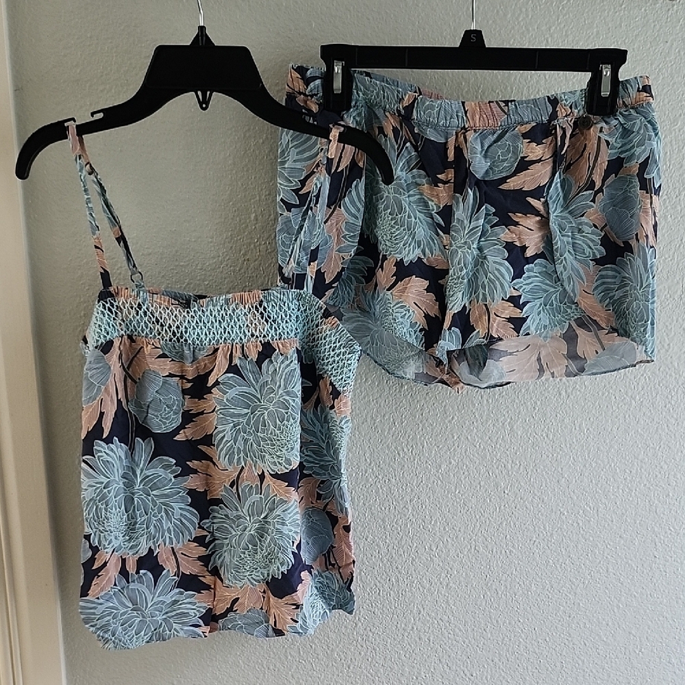 Floral Print Tank Top and Shorts Set